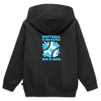 Softball - Sweat Premium à capuche zippé enfant bio - noir - Dos - AI Model Kid Male (0cm)