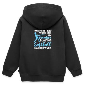 Softball - Sweat Premium à capuche zippé enfant bio - noir - Dos - AI Model Kid Male (0cm)