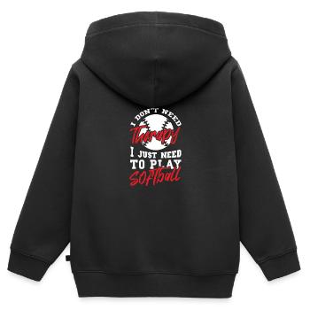 Softball - Sweat Premium à capuche zippé enfant bio - noir - Dos - AI Model Kid Male (0cm)