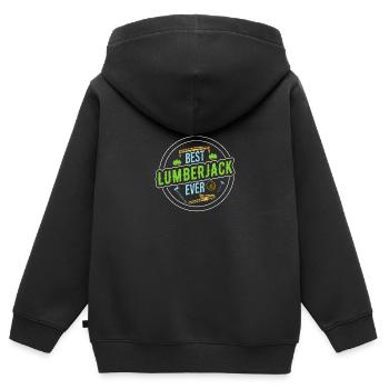 Bûcheron Bûcheron Tronçonneuse - Sweat Premium à capuche zippé enfant bio - noir - Dos - AI Model Kid Male (0cm)