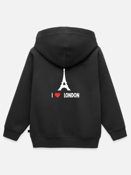 I love london - Kids Premium Organic Zip-up Hoodie - black