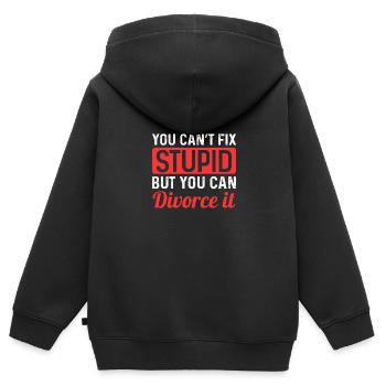 Dummheit kann man nicht heilen, aber man kann sich - Kinder Premium Organic Zip Hoodie - Schwarz - Hinten - AI Model Kid Male (0cm)