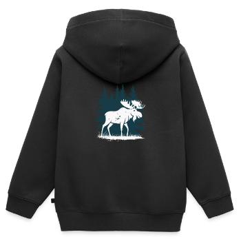 Elch - Kinder Premium Organic Zip Hoodie - Schwarz - Hinten - AI Model Kid Male (0cm)