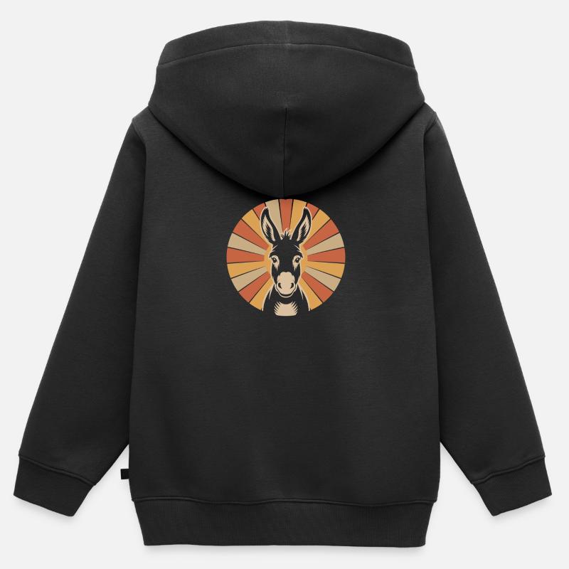 Âne - Sweat Premium à capuche zippé enfant bio - noir
