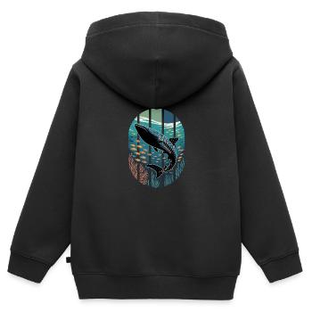 Requin baleine Requin Créatures de la mer Mer - Sweat Premium à capuche zippé enfant bio - noir - Dos - AI Model Kid Male (0cm)