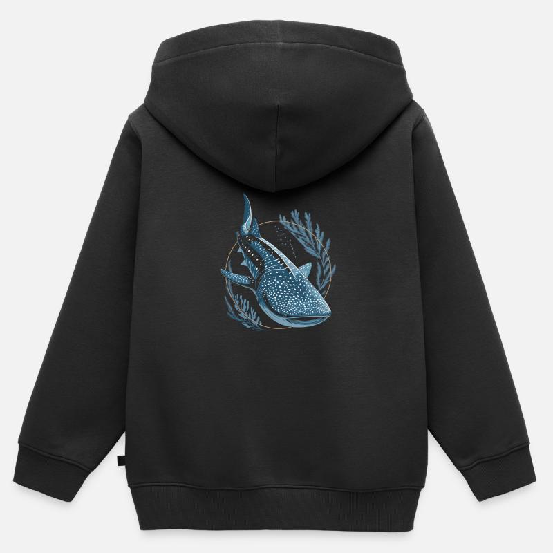 Requin baleine Requin - Sweat Premium à capuche zippé enfant bio - noir