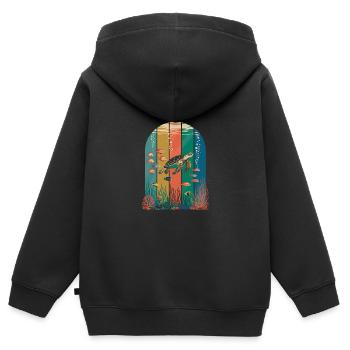 Wasserschildkröte Meeresbewohner Schildkröte - Kinder Premium Organic Zip Hoodie - Schwarz - Hinten - AI Model Kid Male (0cm)