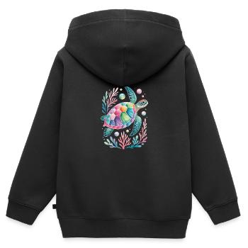 Wasserschildkröte Meeresbewohner Schildkröte - Kinder Premium Organic Zip Hoodie - Schwarz - Hinten - AI Model Kid Male (0cm)
