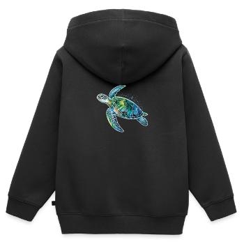 Schildkröte Meeresbewohner Ozean - Kinder Premium Organic Zip Hoodie - Schwarz - Hinten - AI Model Kid Male (0cm)