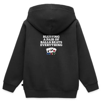 Bluffer Bat tout Gambler Poker Gambling - Sweat Premium à capuche zippé enfant bio - noir - Dos - AI Model Kid Male (0cm)