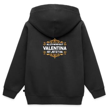 Valentina - Kinder Premium Organic Zip Hoodie - Schwarz - Hinten - AI Model Kid Male (0cm)