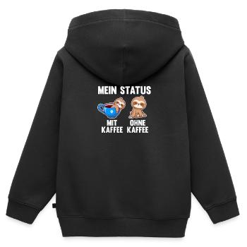 Faultier Mein Status Mit Kaffee Ohne Kaffee - Kinder Premium Organic Zip Hoodie - Schwarz - Hinten - AI Model Kid Male (0cm)