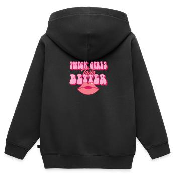 Thick Girls Taste Better Chubby Big Girls Curvy - Kids Premium Organic Zip-up Hoodie - black - Back - AI Model Kid Male (0cm)
