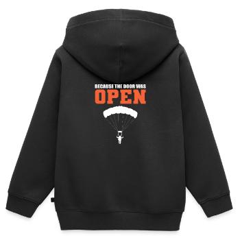 Die Tür war geöffnet Gleitschirm Gift - Kinder Premium Organic Zip Hoodie - Schwarz - Hinten - AI Model Kid Male (0cm)