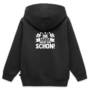 Maria - Kinder Premium Organic Zip Hoodie - Schwarz - Hinten - AI Model Kid Male (0cm)