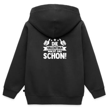 Valentina - Kinder Premium Organic Zip Hoodie - Schwarz - Hinten - AI Model Kid Male (0cm)