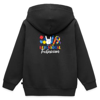 Behavioral Technician ABA Therapist Behavior - Kids Premium Organic Zip-up Hoodie - black - Back - AI Model Kid Male (0cm)