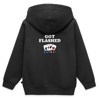Got Flashed Card Games Casino Card Player - Sweat Premium à capuche zippé enfant bio - noir - Dos - AI Model Kid Male (0cm)