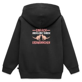 Einfach abgelenkt durch Erdmännchen - Kinder Premium Organic Zip Hoodie - Schwarz - Hinten - AI Model Kid Male (0cm)