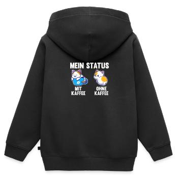 Katze Mein Status Mit Kaffee Ohne Kaffee - Kinder Premium Organic Zip Hoodie - Schwarz - Hinten - AI Model Kid Male (0cm)