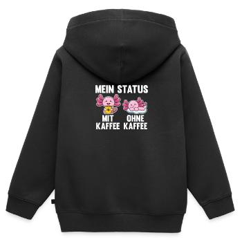 Axolotl Mein Status Mit Kaffee Ohne Kaffee - Kinder Premium Organic Zip Hoodie - Schwarz - Hinten - AI Model Kid Male (0cm)
