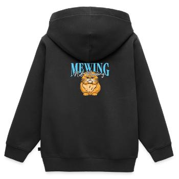 Miauler Pas Miauler Drôle Chat Meme Mâchoire - Sweat Premium à capuche zippé enfant bio - noir - Dos - AI Model Kid Male (0cm)