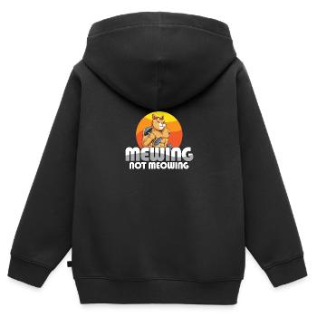 Drôle Chat Meme Miaulant Pas Miaulement Mâchoire - Sweat Premium à capuche zippé enfant bio - noir - Dos - AI Model Kid Male (0cm)