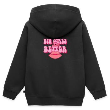 Big Girls Taste Better Chubby Thick Girls Curvy - Kids Premium Organic Zip-up Hoodie - black - Back - AI Model Kid Male (0cm)