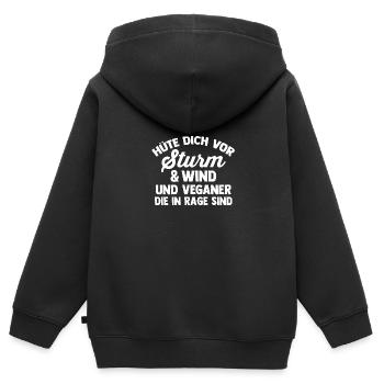 Fleischlos Vegan Pflanzlich Veganer - Kinder Premium Organic Zip Hoodie - Schwarz - Hinten - AI Model Kid Male (0cm)