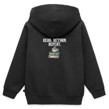 Read Return Repeat Library Worker Librarian Book - Kinder Premium Organic Zip Hoodie - Schwarz - Hinten - AI Model Kid Male (0cm)