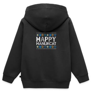 Juif Hanoukka Hanukcat Étoile De David Menorah - Sweat Premium à capuche zippé enfant bio - noir - Dos - AI Model Kid Male (0cm)