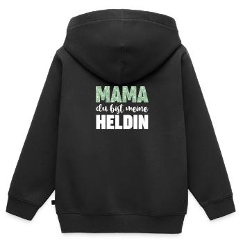 Mama Du Bist Meine Heldin - Kinder Premium Organic Zip Hoodie - Schwarz - Hinten - AI Model Kid Male (0cm)