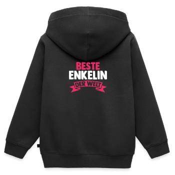 Opa Oma Enkelkind Enkelin - Kinder Premium Organic Zip Hoodie - Schwarz - Hinten - AI Model Kid Male (0cm)