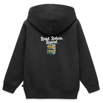 Librarian Read Return Repeat Library Worker Book - Kinder Premium Organic Zip Hoodie - Schwarz - Hinten - AI Model Kid Male (0cm)