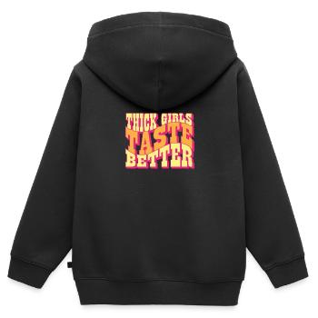 Thick Girls Taste Better Chubby Big Girls Curvy - Kids Premium Organic Zip-up Hoodie - black - Back - AI Model Kid Male (0cm)