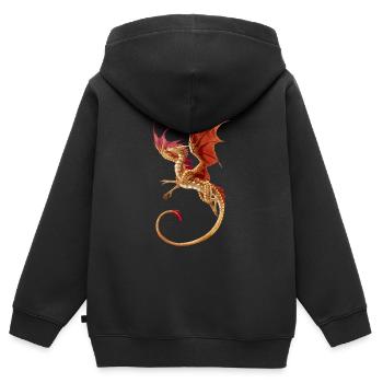 Goldener Drache - Kinder Premium Organic Zip Hoodie - Schwarz - Hinten - AI Model Kid Male (0cm)