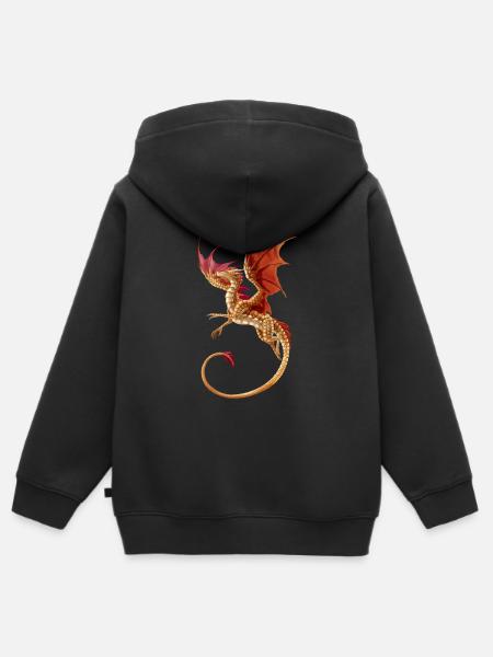Golden dragon - Kids Premium Organic Zip-up Hoodie - black