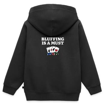 Bluffing est un must Poker Dictons Poker Player - Sweat Premium à capuche zippé enfant bio - noir - Dos - AI Model Kid Male (0cm)