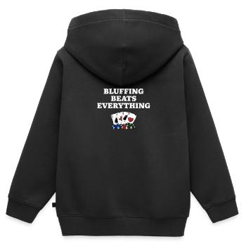 Bluffer bat tout Poker Drôle Poker - Sweat Premium à capuche zippé enfant bio - noir - Dos - AI Model Kid Male (0cm)
