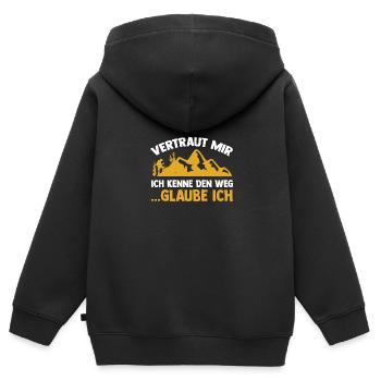 Bergsteiger Wald Bergwandern Wanderer Wandern - Kinder Premium Organic Zip Hoodie - Schwarz - Hinten - AI Model Kid Male (0cm)