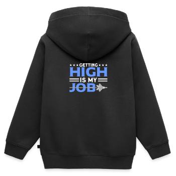 SE DÉFONCER EST MON TRAVAIL Cadeaux - Sweat Premium à capuche zippé enfant bio - noir - Dos - AI Model Kid Male (0cm)