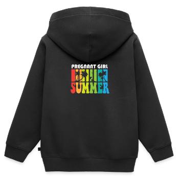 Pregnant Girl Summer Baby Announcement Pregnancy - Kinder Premium Organic Zip Hoodie - Schwarz - Hinten - AI Model Kid Male (0cm)