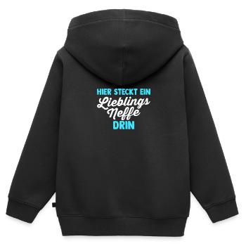 Neffe - Kinder Premium Organic Zip Hoodie - Schwarz - Hinten - AI Model Kid Male (0cm)