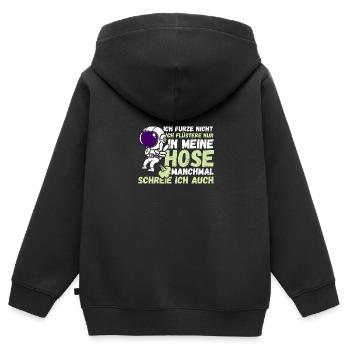Ich Furze Nicht Astronaut - Kinder Premium Organic Zip Hoodie - Schwarz - Hinten - AI Model Kid Male (0cm)