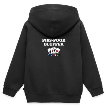 Piss Pauvre Bluffer Poker Joueur de Poker Sarcastique - Sweat Premium à capuche zippé enfant bio - noir - Dos - AI Model Kid Male (0cm)