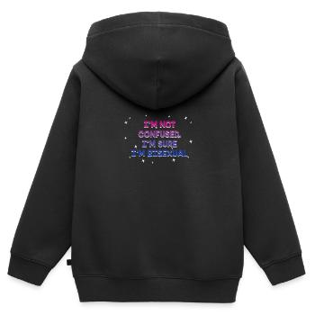 Je suis sûr que je suis bisexuel bi positivité bi fierté - Sweat Premium à capuche zippé enfant bio - noir - Dos - AI Model Kid Male (0cm)