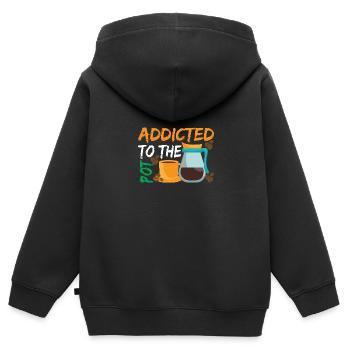Süchtig nach The Pod Kaffee - Kinder Premium Organic Zip Hoodie - Schwarz - Hinten - AI Model Kid Male (0cm)