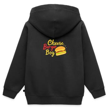 Cheeseburger Boy - Kinder Premium Organic Zip Hoodie - Schwarz - Hinten - AI Model Kid Male (0cm)