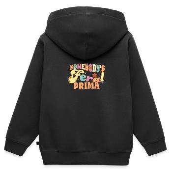 Somebody's Feral Prima Spanish Cousin Groovy - Kinder Premium Organic Zip Hoodie - Schwarz - Hinten - AI Model Kid Male (0cm)