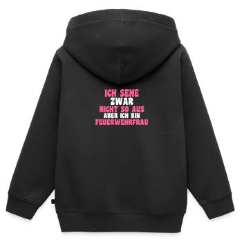 Feuerwehr Feuerwehrfrau - Kinder Premium Organic Zip Hoodie - Schwarz - Hinten - AI Model Kid Male (0cm)